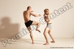 Underwear Martial art Man - Man White Moving poses Slim Short Blond Dynamic poses Academic